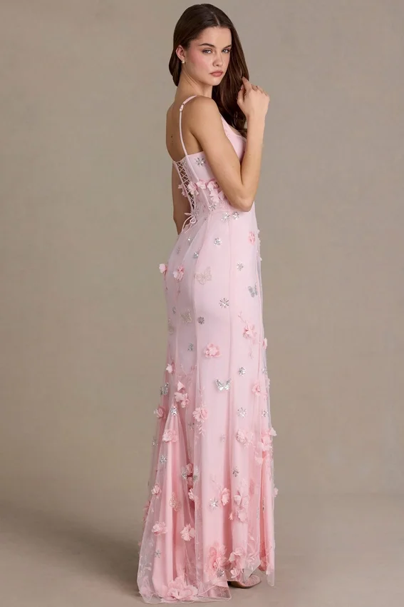 Aurelia Embellished Corset Gown i babyrosa Aurelia Embellished Corset Gown i babyrosa