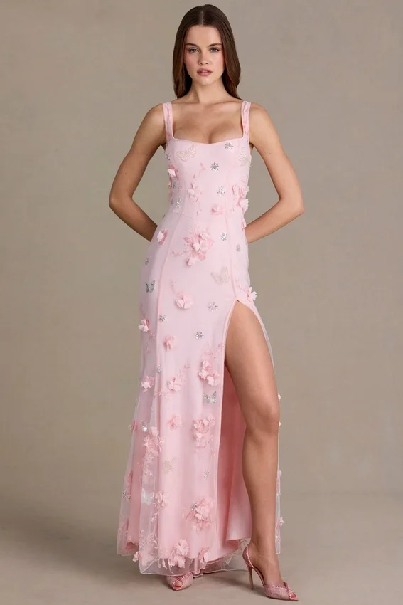 Aurelia Embellished Corset Gown i babyrosa Aurelia Embellished Corset Gown i babyrosa