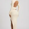 Auri Modal Ruched Backless Turtleneck Top i Ivory Auri Modal Ruched Backless Turtleneck Top i Ivory