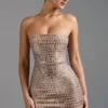Aurora Embellished Bandeau Miniklänning i Almond Aurora Embellished Bandeau Miniklänning i Almond