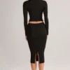 Aven Modal Mid-Rise Pencil Midi Kjol i svart Aven Modal Mid-Rise Pencil Midi Kjol i svart
