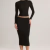 Aven Modal Mid-Rise Pencil Midi Kjol i svart Aven Modal Mid-Rise Pencil Midi Kjol i svart