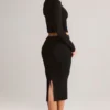 Aven Modal Mid-Rise Pencil Midi Kjol i svart Aven Modal Mid-Rise Pencil Midi Kjol i svart