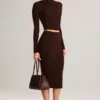 Aven Modal Mid-Rise Pencil Midi Kjolar i chokladbrunt Aven Modal Mid-Rise Pencil Midi Kjolar i chokladbrunt
