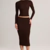 Aven Modal Mid-Rise Pencil Midi Kjolar i chokladbrunt Aven Modal Mid-Rise Pencil Midi Kjolar i chokladbrunt