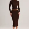 Aven Modal Mid-Rise Pencil Midi Kjolar i chokladbrunt Aven Modal Mid-Rise Pencil Midi Kjolar i chokladbrunt