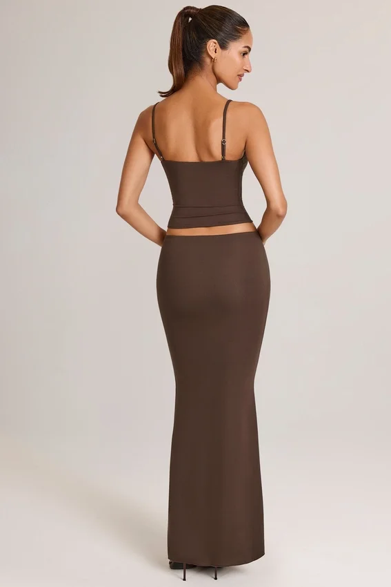 Avenley Modal Mid-Rise Fishtail Maxi Kjolar i chokladbrunt Avenley Modal Mid-Rise Fishtail Maxi Kjolar i chokladbrunt