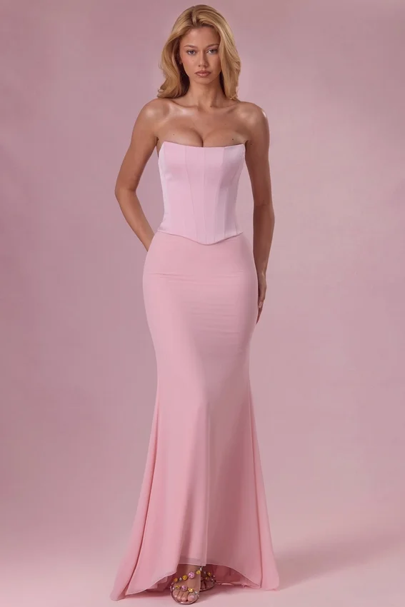 Avielle satin-korsettbrudtärneklänning i blushrosa Avielle satin-korsettbrudtärneklänning i blushrosa