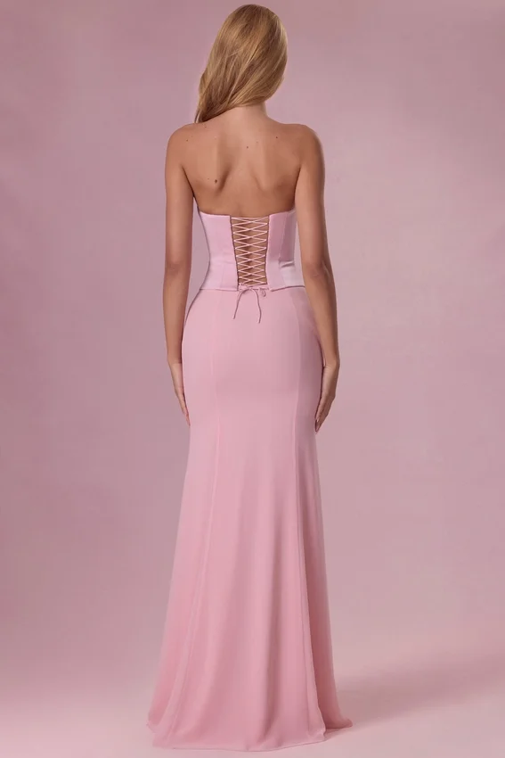 Avielle satin-korsettbrudtärneklänning i blushrosa Avielle satin-korsettbrudtärneklänning i blushrosa