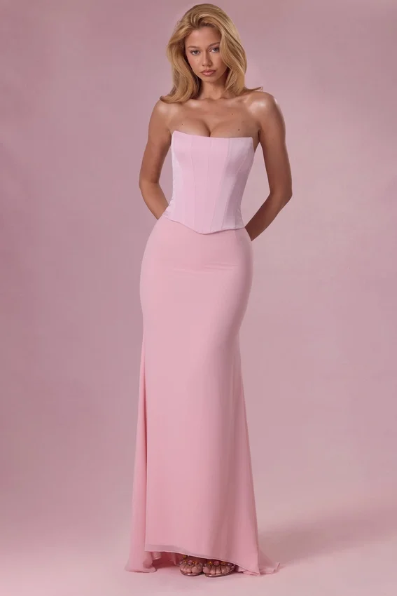 Avielle satin-korsettbrudtärneklänning i blushrosa Avielle satin-korsettbrudtärneklänning i blushrosa