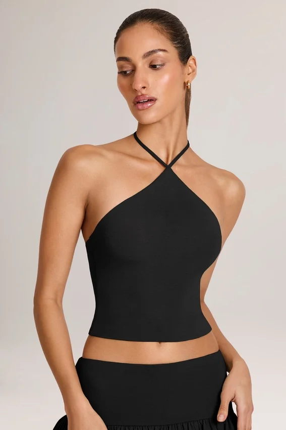 Aviora Modal halterneck-top i svart Aviora Modal halterneck-top i svart