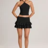 Azaria Modal Ruffle Mid-Rise Mini Skort i svart Azaria Modal Ruffle Mid-Rise Mini Skort i svart