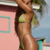 Bali Embellished Drawstring Thong Bikinibyxor i olivgrönt Bali Embellished Drawstring Thong Bikinibyxor i olivgrönt