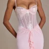 Beatrix Premium Embellished Lace Corset Gown i Baby Pink Beatrix Premium Embellished Lace Corset Gown i Baby Pink