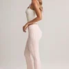 Bebe Modal Foldover Mid-Rise Flared Trousers i randigt mönster Bebe Modal Foldover Mid-Rise Flared Trousers i randigt mönster