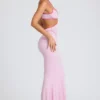 Bella Contrast Binding Cut Out Evening Gown i mjukrosa Bella Contrast Binding Cut Out Evening Gown i mjukrosa
