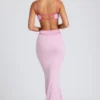 Bella Contrast Binding Cut Out Evening Gown i mjukrosa Bella Contrast Binding Cut Out Evening Gown i mjukrosa