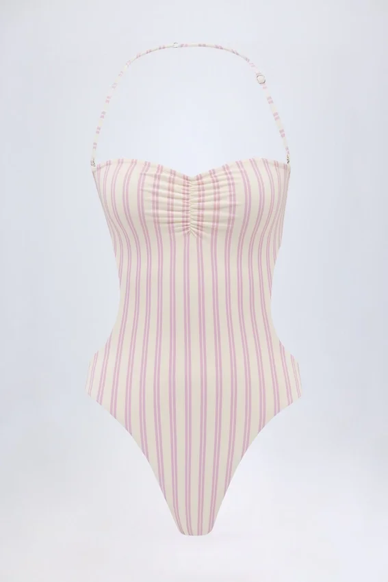 Biarritz baddräkt med utskärningar och halterneck i mauve Biarritz baddräkt med utskärningar och halterneck i mauve