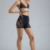 Bonnie-shorts med dekorationer och hög midja i svart Bonnie-shorts med dekorationer och hög midja i svart