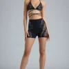 Bonnie-shorts med dekorationer och hög midja i svart Bonnie-shorts med dekorationer och hög midja i svart