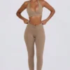 Borstad jersey-leggings med rynkad midja i färgen Mocha Marl Borstad jersey-leggings med rynkad midja i färgen Mocha Marl