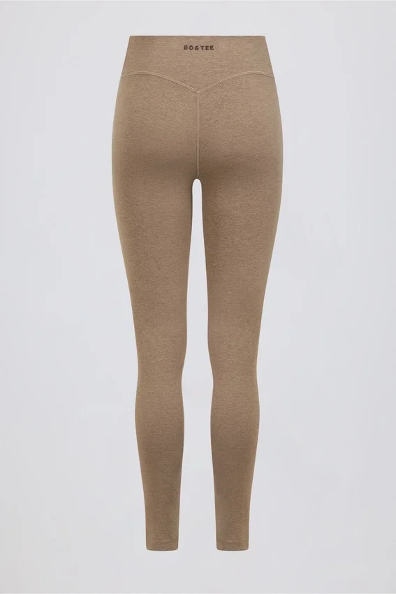Borstad jersey-leggings med rynkad midja i färgen Mocha Marl Borstad jersey-leggings med rynkad midja i färgen Mocha Marl
