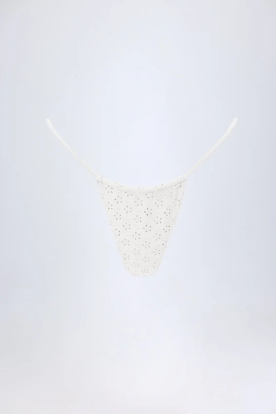 Bosa bikinibyxor med snörning i broderie anglaise i vitt Bosa bikinibyxor med snörning i broderie anglaise i vitt