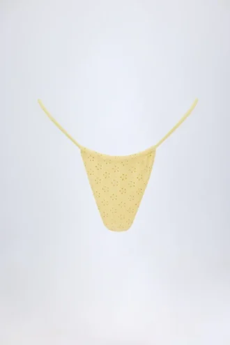 Bosa Broderie Anglaise bikinibyxor med dragsko i citrongult Bosa Broderie Anglaise bikinibyxor med dragsko i citrongult