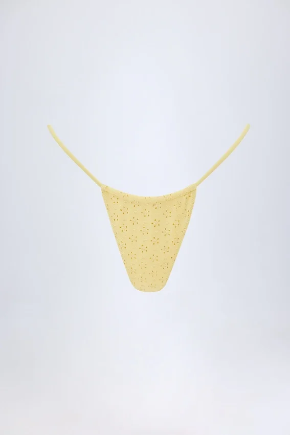 Bosa Broderie Anglaise bikinibyxor med dragsko i citrongult Bosa Broderie Anglaise bikinibyxor med dragsko i citrongult