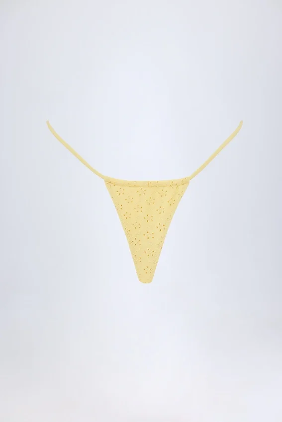 Bosa Broderie Anglaise bikinibyxor med dragsko i citrongult Bosa Broderie Anglaise bikinibyxor med dragsko i citrongult