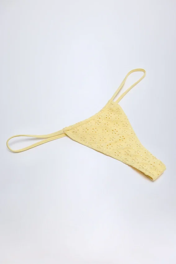 Bosa Broderie Anglaise bikinibyxor med dragsko i citrongult Bosa Broderie Anglaise bikinibyxor med dragsko i citrongult