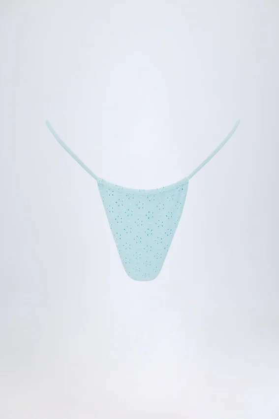 Bosa Broderie Anglaise bikinibyxor med dragsko i puderblått Bosa Broderie Anglaise bikinibyxor med dragsko i puderblått