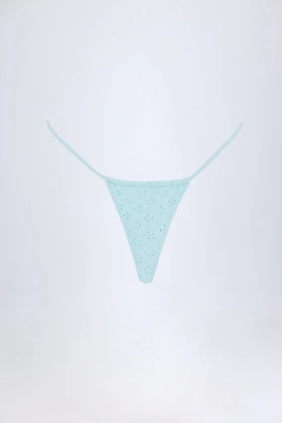 Bosa Broderie Anglaise bikinibyxor med dragsko i puderblått Bosa Broderie Anglaise bikinibyxor med dragsko i puderblått