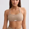 Bralette i frotté med rund halsringning i mokkabrun Bralette i frotté med rund halsringning i mokkabrun