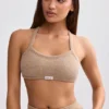 Bralette i frotté med rund halsringning i mokkabrun Bralette i frotté med rund halsringning i mokkabrun