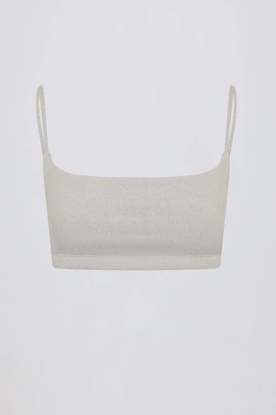 Bralette med fyrkantig halsringning i ljusgrått Bralette med fyrkantig halsringning i ljusgrått