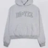 Broderad oversized-hoodie i gråmelerad Broderad oversized-hoodie i gråmelerad