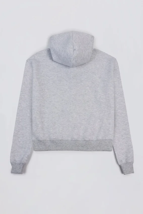 Broderad oversized-hoodie i gråmelerad Broderad oversized-hoodie i gråmelerad
