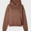 Broderad oversized-hoodie i kakaobrunt Broderad oversized-hoodie i kakaobrunt