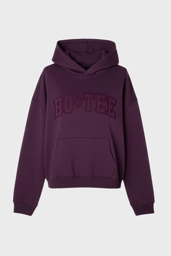 Broderad oversized-hoodie i plommon Broderad oversized-hoodie i plommon
