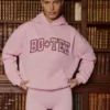 Broderad oversized-hoodie i puderrosa Broderad oversized-hoodie i puderrosa