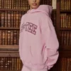 Broderad oversized-hoodie i puderrosa Broderad oversized-hoodie i puderrosa