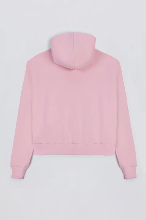 Broderad oversized-hoodie i puderrosa Broderad oversized-hoodie i puderrosa