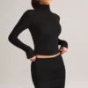Cali Modal Ruched Mid-Rise Mini Kjol i svart Cali Modal Ruched Mid-Rise Mini Kjol i svart