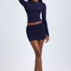 Cali Modal Ruched Mid-Rise Mini Kjolar i True Navy Cali Modal Ruched Mid-Rise Mini Kjolar i True Navy