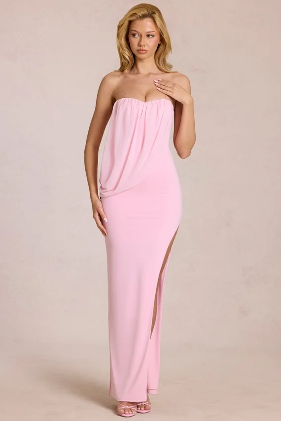 Caliane Bandeau Draped Maxiklänning i Blossom Pink Caliane Bandeau Draped Maxiklänning i Blossom Pink