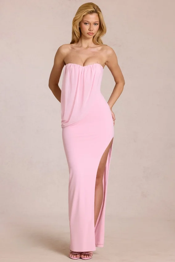 Caliane Bandeau Draped Maxiklänning i Blossom Pink Caliane Bandeau Draped Maxiklänning i Blossom Pink