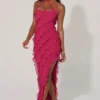 Calico Cross Strap Ruffle Floor Length Klänning i fuchsia Calico Cross Strap Ruffle Floor Length Klänning i fuchsia