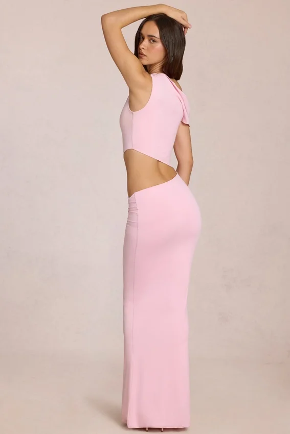 Calisse asymmetrisk draperad maxiklänning i Blossom Pink Calisse asymmetrisk draperad maxiklänning i Blossom Pink