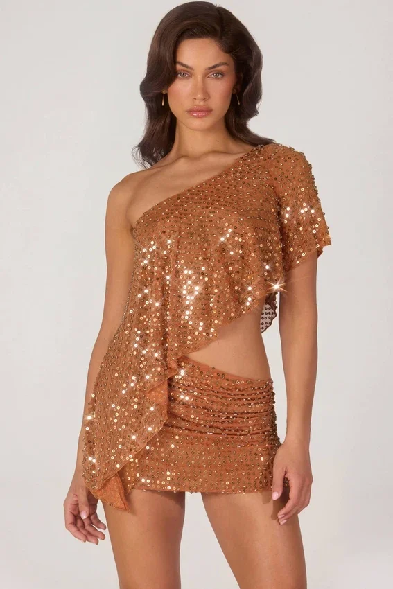 Cassiana Embellished Micro Mini Kjolar i brons Cassiana Embellished Micro Mini Kjolar i brons